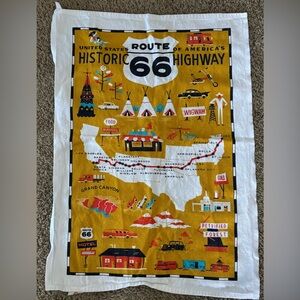 Route 66 Historic Highway Kitchen Tea Towel by artist Bill Rebholz